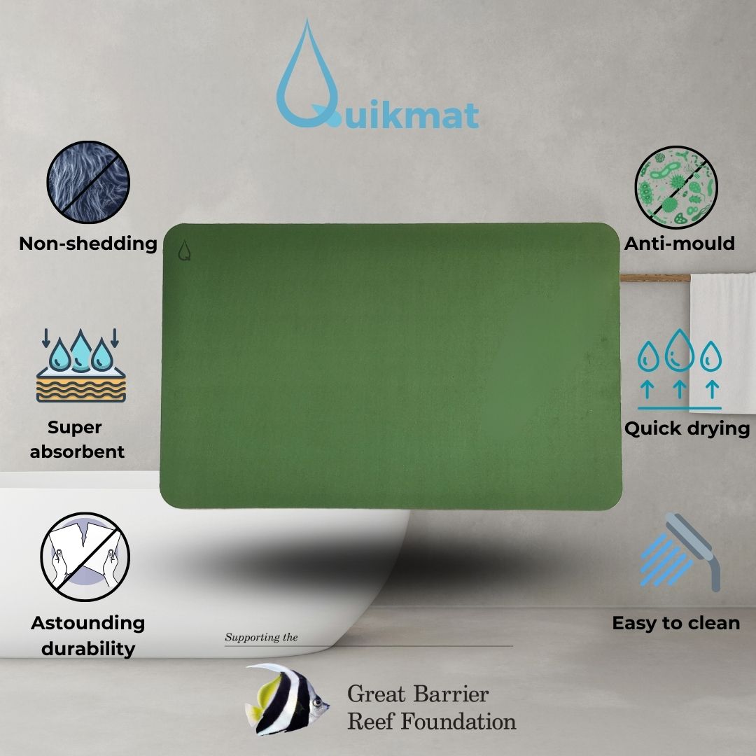 Rectangle Jade Whisper Quikmat®-Super absorbent bath mat