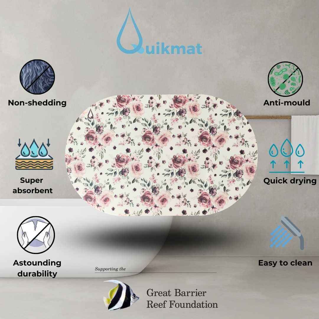 Rosy Glow Quikmat™-Super absorbent bath mat